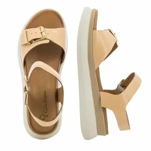 Women`s Sandals On Platform CARLO FABIANI-030-139-2579 TANCA CAMEL PAT.