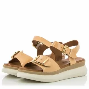 Women`s Sandals On Platform CARLO FABIANI-030-139-2579 TANCA CAMEL PAT.
