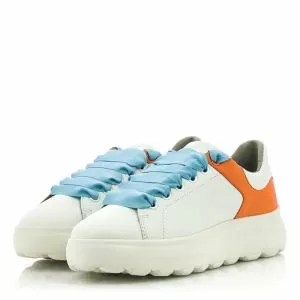 Womwn`s Sneakers GEOX-D45TCE 299 D SPHERICA EC4.1 WHITE/ORANGE