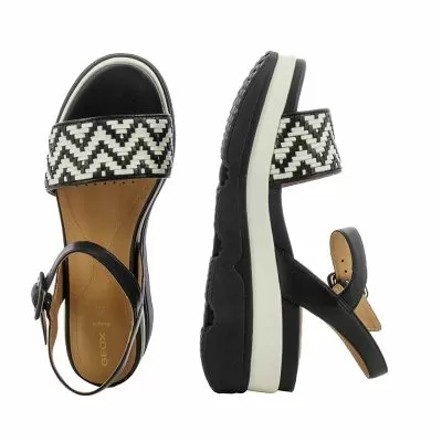 Дамски Сандали На Платформа GEOX-D55HBA D GARDENIA BLACK/PAPYRUS