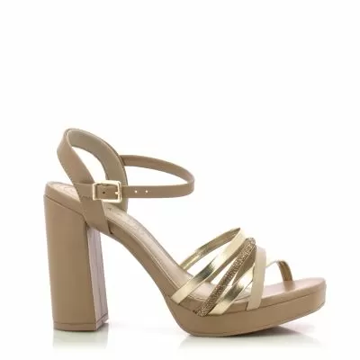 Дамски Сандали На Ток RAMARIM - 2457254 ALMOND/GOLD/NAT/CAQUI