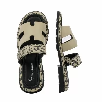 Дамски Равни Чехли CARLO FABIANI-050-10961 BEIGE/LEOPARD