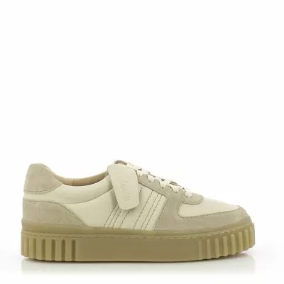 Дамски Сникърс CLARKS - 26183112 MAYHILL LACE SAND COMBI LEA