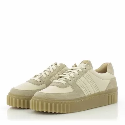 Дамски Сникърс CLARKS - 26183112 MAYHILL LACE SAND COMBI LEA