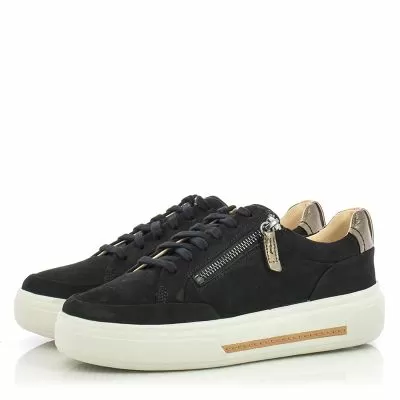 Дамски Сникърс CLARKS - 26182176 HOLLYHOCK ZIP BLACK NUBUCK