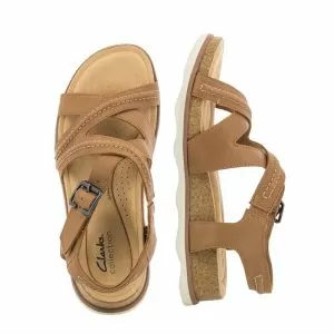 Дамски сандали комфот CLARKS - 26165120 Brynn Ave Light Tan Lea