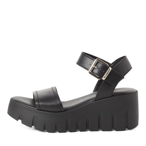 Дамски Сандали На Платформа TAMARIS - 1-28712-42-003 BLACK LEATHER