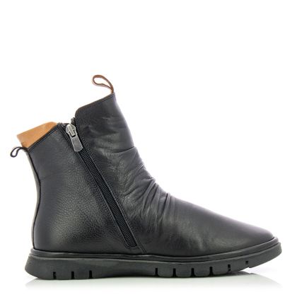 Women`s Flat Ankle Boots-19092 CLOUDY BLACK