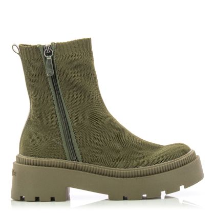 Women`s Flat Ankle Boots PETITE JOLIE-PJ6792 KNIT/J-LASTIC  OLIVE/SOLA OLIVE