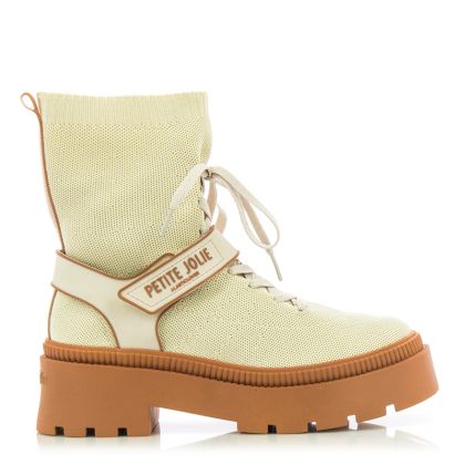 Women`s Flat Ankle Boots PETITE JOLIE-PJ6800 KNIT/J-LASTIC  IVORY/SOLA AMBER