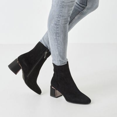 Дамски Боти На Ток TAMARIS - 1-25341-45-004 BLACK SUEDE