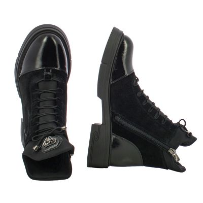 Women`s Flat Ankle Boots CARLO FABIANI-154-6001 BLACK