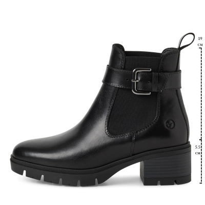 Дамски Боти На Ток TAMARIS-1-25447-43-003 BLACK LEATHER