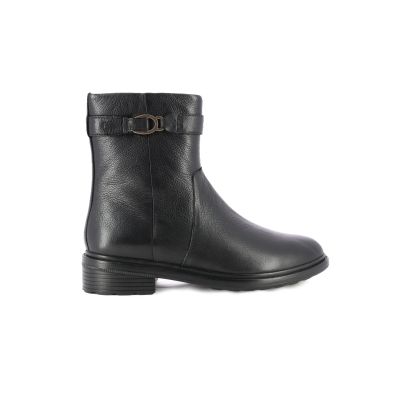 Women`s Flat Ankle Boots GEOX-D56TGA D WALK PLEASURE BLACK