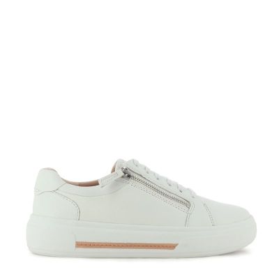 Дамски Сникърс CLARKS - 26185917 HOLLYROSE ZIP WHITE LEATHER