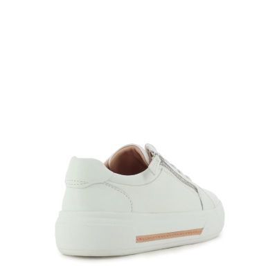 Дамски Сникърс CLARKS - 26185917 HOLLYROSE ZIP WHITE LEATHER