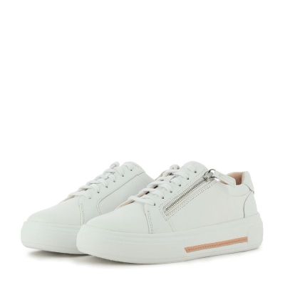Дамски Сникърс CLARKS - 26185917 HOLLYROSE ZIP WHITE LEATHER