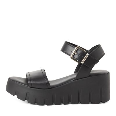 Дамски Сандали На Платформа TAMARIS - 1-28712-42-003 BLACK LEATHER