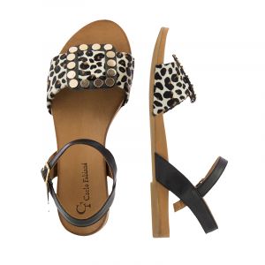 Дамски равни сандали CARLO FABIANI - 110-black/leopard201