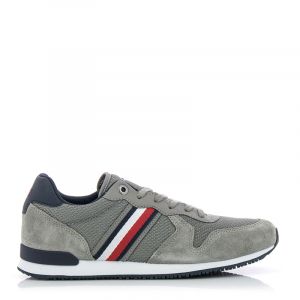 Мъжки сникърс TOMMY HILFIGER - FM0FM03470PQ8 iconic material mix runner Pewter Grey