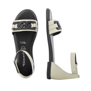 Women`s flat sandals Tamaris-1-1-28128-20 407  IVORY LEA/BLK