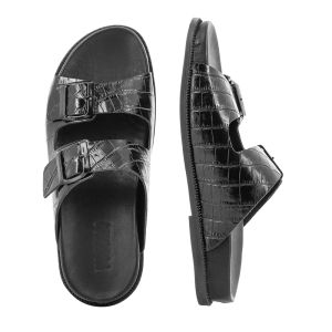 Women`s Flat Slippers VERANO-030.24.059  CROCCO BLACK