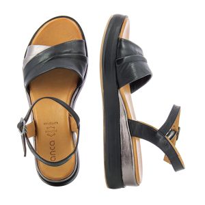 Women`s Flat Sandals TANCA-030.133.0704  BLACK/MTL.PEWTER