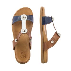 Women`s Flat Slippers MODA IN PELLE-25091ONEY  NAVY TAN 07