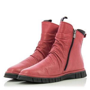 Women`s Flat Ankle Boots-19092 CLOUDY BORDO