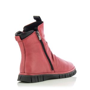 Women`s Flat Ankle Boots-19092 CLOUDY BORDO