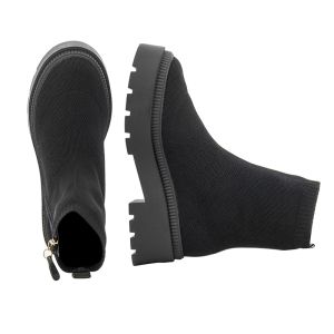 Women`s Flat Ankle Boots PETITE JOLIE-PJ6792 KNIT/J-LASTIC  BLACK/SOLA BLACK