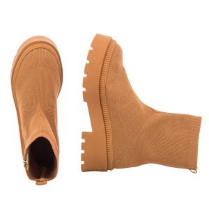 Women`s Flat Ankle Boots PETITE JOLIE-PJ6792 KNIT/J-LASTIC  AMBER/SOLA AMBER