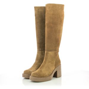 Women`s Heeled Boots CARLO FABIANI-108835 SUEDE CARAMEL