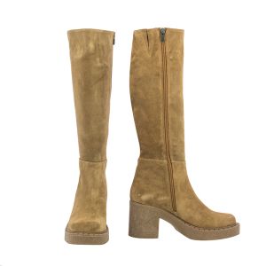Women`s Heeled Boots CARLO FABIANI-108835 SUEDE CARAMEL