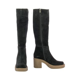 Women`s Heeled Boots CARLO FABIANI-108835 SUEDE BLACK