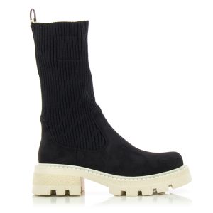 Women`s Flat Ankle Boots LAURA BIAGIOTTI-8267 -BLACK/WHITE