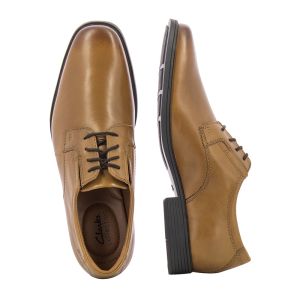 Men`s Office Shoes CLARKS-26130097 TILDEN PLAIN DARK TAN LEA