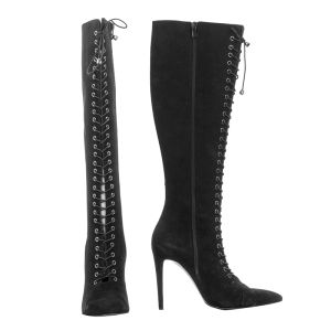 Women`s Heeled Boots CARLO FABIANI-64721-AW18 черен велур