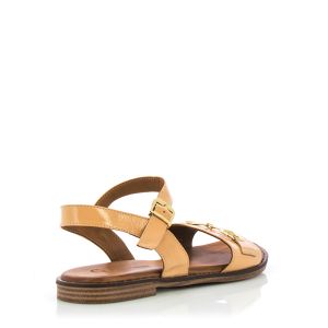 Women`s Flat Sandals CARLO FABIANI-030-51-2662 SUZZA CAMEL PATENT